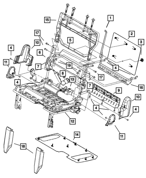 Rear Seats - Third Row - Adjusters, Recliners, Shields and Risers for 2014 Dodge Grand Caravan #2