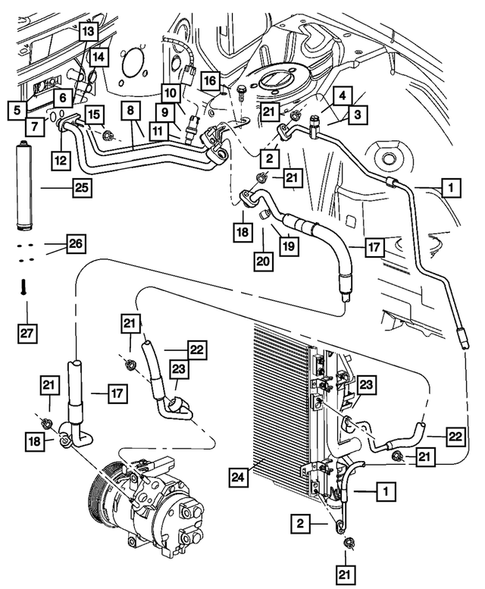 Air Conditioner and Heater Plumbing for 2012 Dodge Charger #0
