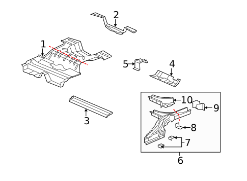 Rear Floor & Rails for 2008 Saturn Aura #0