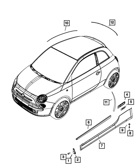Moldings and Ornamentation for 2012 Fiat 500 #0