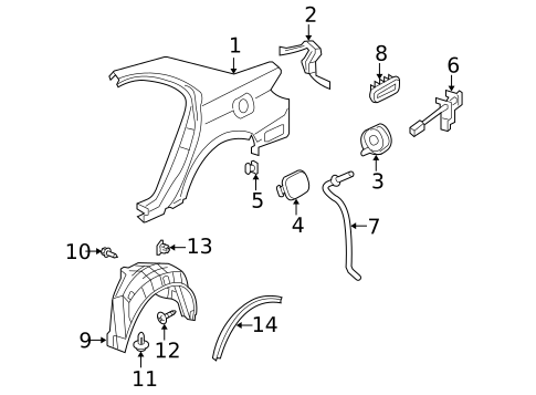 Fuel Door for 2009 Acura RL #1