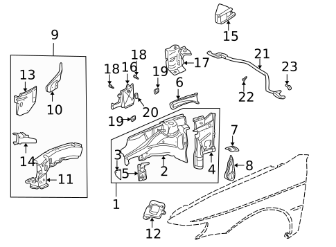 Structural Components & Rails for 2003 Saab 9-3 #0