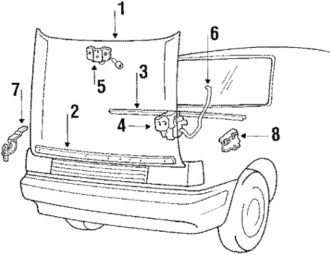 Hood & Components for 1988 Mitsubishi Precis #0