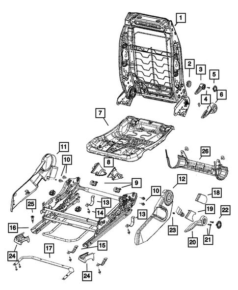 Front Seats - Adjusters, Recliners, Shields and Risers for 2009 Jeep Patriot #0