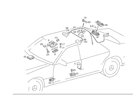 Interior Lamps, Rear Cigar Lighter Cable Harness for 1993 Mercedes-Benz 500SEL #0