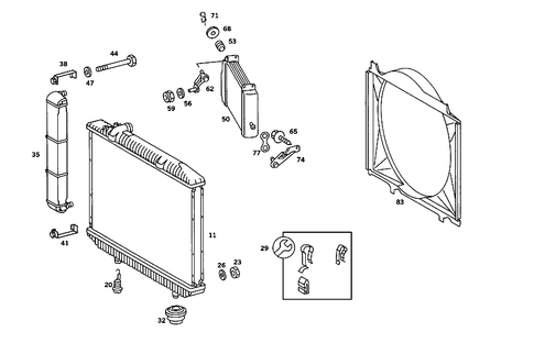 Radiator, Mounting, and Covering for 1991 Mercedes-Benz 560SEL #1