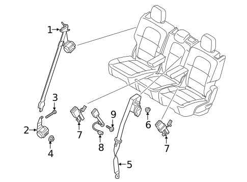 Second Row Seat Belts for 2018 Lincoln Navigator #1
