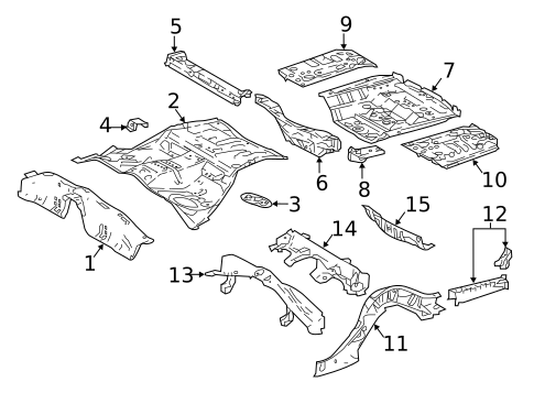 Rear Floor & Rails for 2020 Lexus LS500 #0