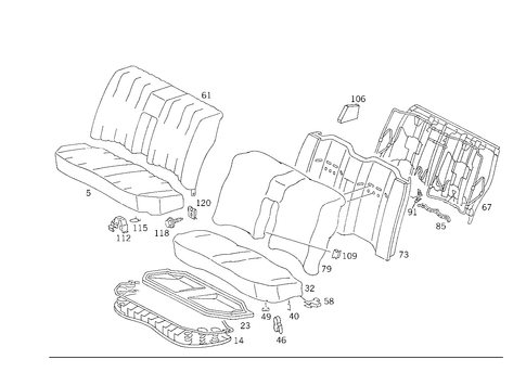Rear Seat Cushion, Rear Backrest for 1986 Mercedes-Benz 300E #2