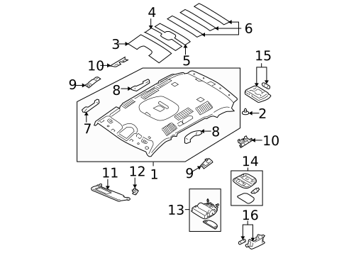 Interior Trim - Roof for 2009 Hyundai Santa Fe #0
