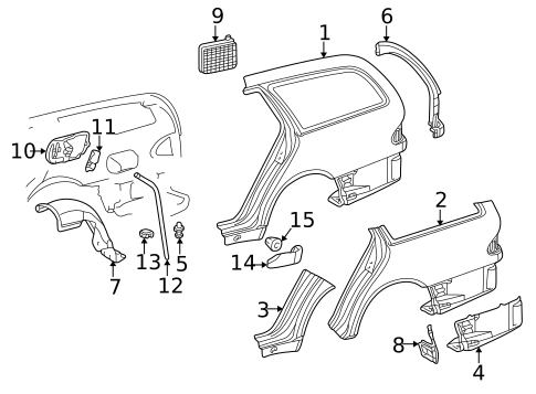 Quarter Panel & Components for 2000 Mercedes-Benz E320 #0