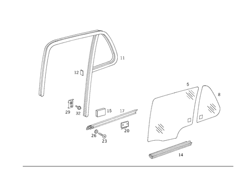 Rear Door Windows for 2003 Mercedes-Benz ML55 AMG #0