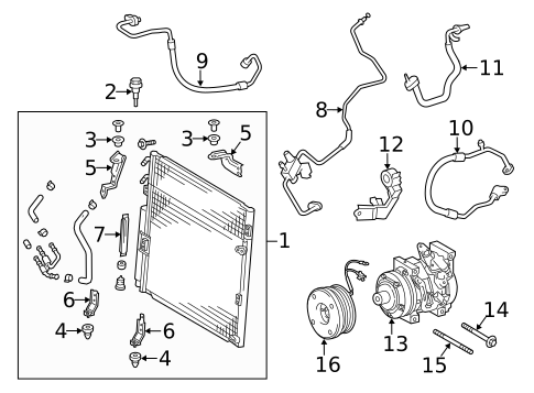 Condenser, Compressor & Lines for 2015 Toyota Tundra #1