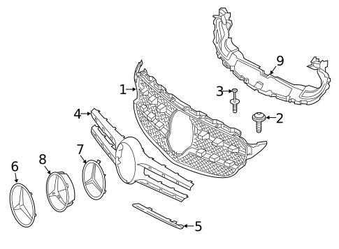 Grille & Components for 2016 Mercedes-Benz C300 #2