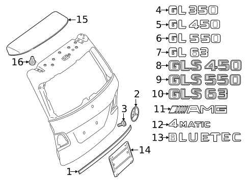 Exterior Trim - Lift Gate for 2017 Mercedes-Benz GLS 350d #0