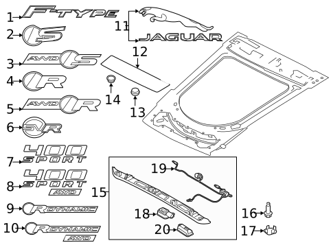 Exterior Trim - Lift Gate for 2020 Jaguar F-Type #0