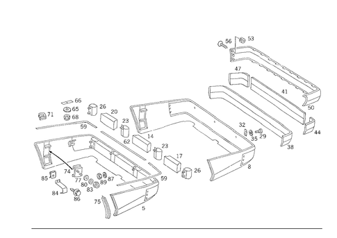 Rear Bumper for 1993 Mercedes-Benz 500E #1