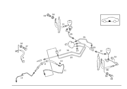 Line Arrangement of Hydraulic System for 1998 Mercedes-Benz E430 #1