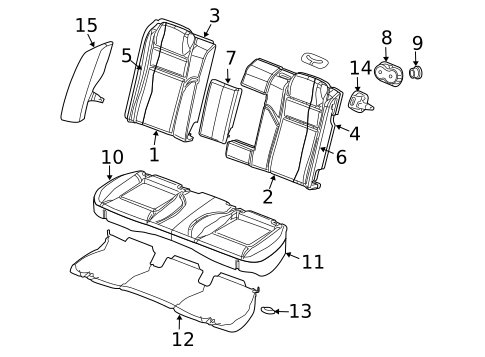 Rear Seat Components for 2009 Dodge Charger #1