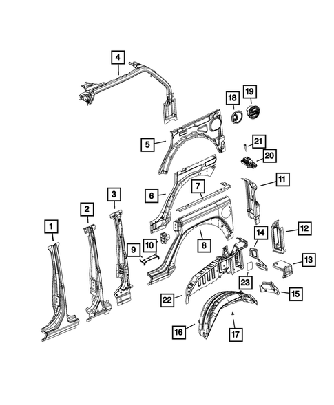 Aperture Panel and Pillar Supports for 2018 Jeep Wrangler #1
