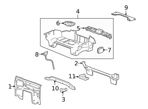 Rear Floor & Rails for 2009 Pontiac Solstice #1