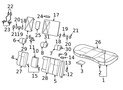 Rear Seat Components for 2008 Saab 9-3 #1