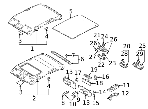 Interior Trim - Roof for 2002 Volkswagen Passat #1