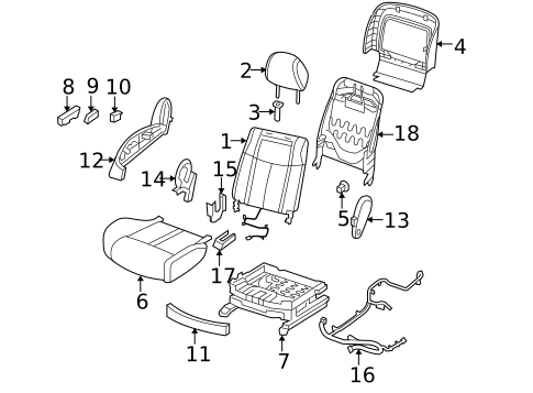 Passenger Seat Components for 2010 Nissan Maxima #0