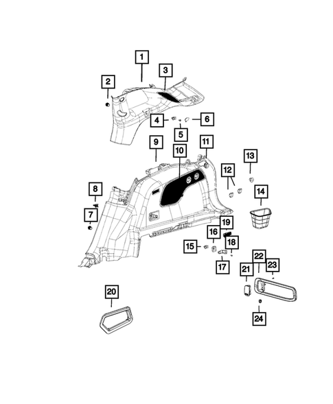 Panels-Moldings-Scuff Plates, Pillar, Cowl, 1/4 Panel Trim and Cargo Covers for 2014 Jeep Cherokee #0