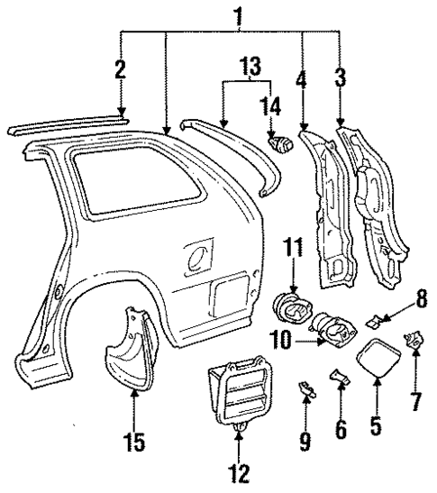 Quarter Panel & Components for 1995 Toyota Corolla #0