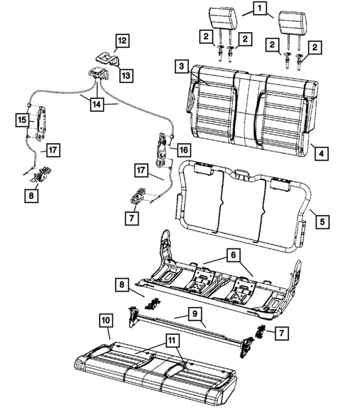 Rear Seats - Second Row for 2008 Jeep Wrangler #3