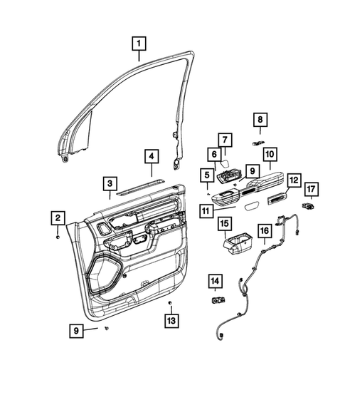 Door Trim Panels-Front and Rear for 2019 Ram 1500 #1