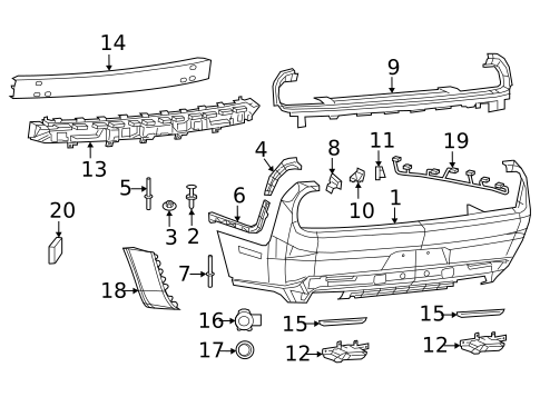 Bumper & Components - Rear for 2018 Dodge Challenger #1