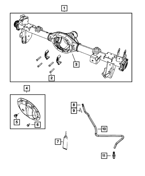Rear Axle; Housing, Differential and Vent for 2011 Jeep Wrangler #2