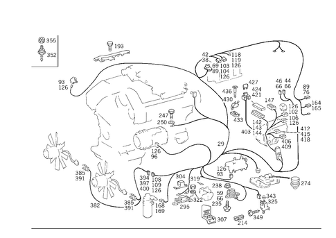 Engine Cable Harness, Body Mounted for 1992 Mercedes-Benz 400E #1