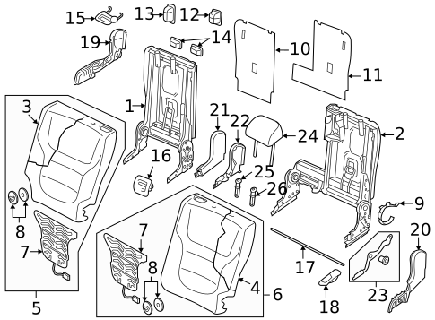 Rear Seat Components for 2015 Volkswagen Touareg #0