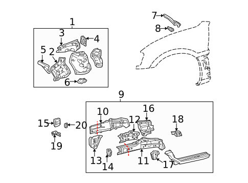 Structural Components & Rails for 2003 Toyota RAV4 #0