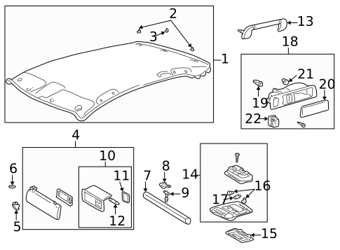 Interior Trim - Roof for 2002 Lexus LS430 #1
