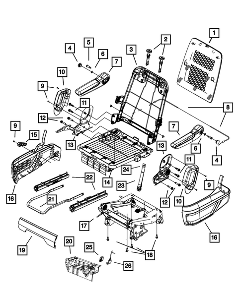 Rear Seats - Second Row - Adjusters, Recliners, Shields and Risers for 2016 Dodge Grand Caravan #0