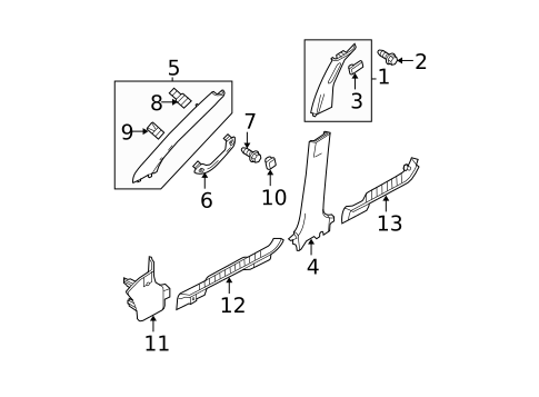 Interior Trim - Pillars for 2008 Mercury Mariner #0