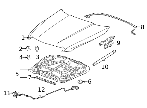 Hood & Components for 2015 Cadillac ATS #1