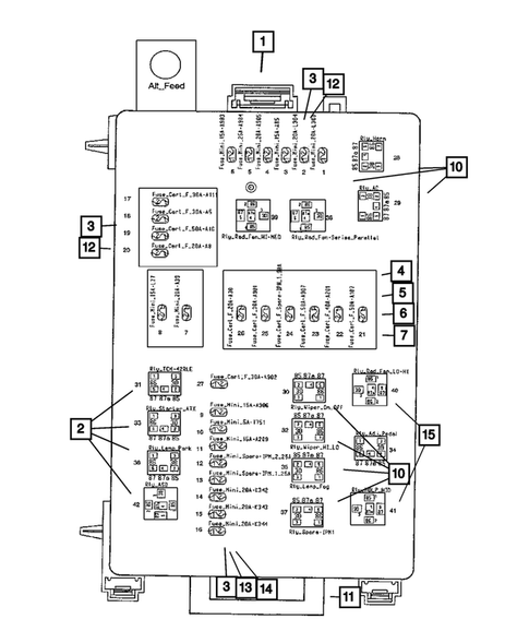 Power Distribution Center, Fuse Block, Junction Block, Relays and Fuses for 2008 Dodge Charger #0