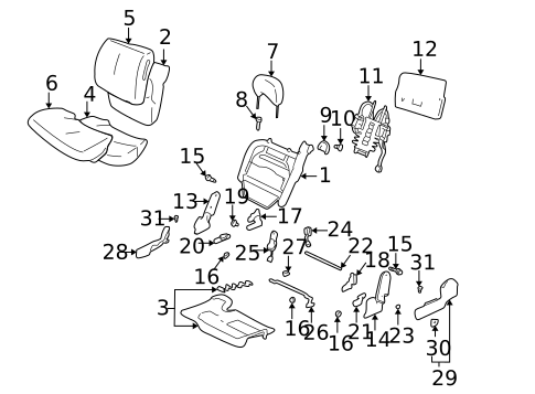 Front Seat Components for 2003 Buick LeSabre #2
