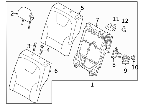 Rear Seat Components for 2023 Kia Niro EV #1