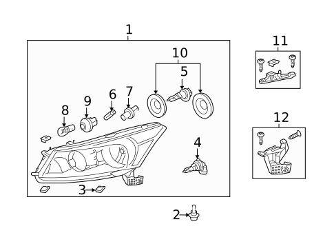 Headlamp Components for 2008 Honda Accord #1