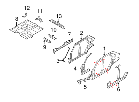 Center Pillar & Rocker for 2008 BMW X5 #0