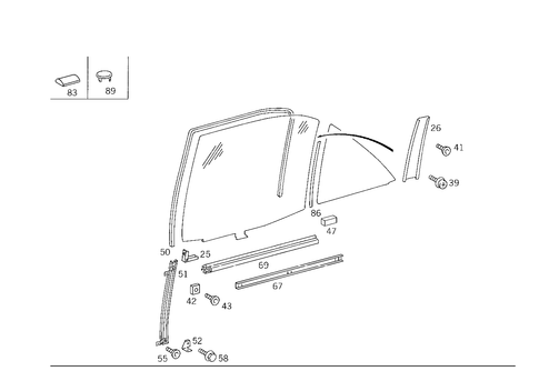 Rear Door Windows for 1993 Mercedes-Benz 500SEL #1