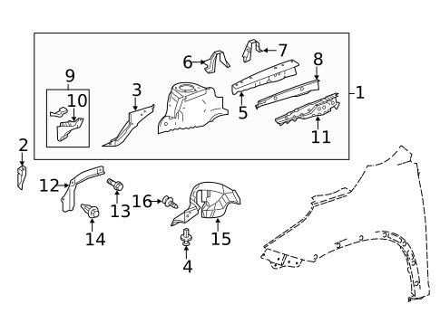 Structural Components & Rails for 2019 Toyota Highlander #1