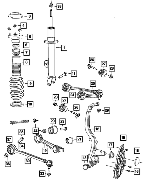 Front Suspension, Strut and Cradle for 2022 Dodge Charger #0