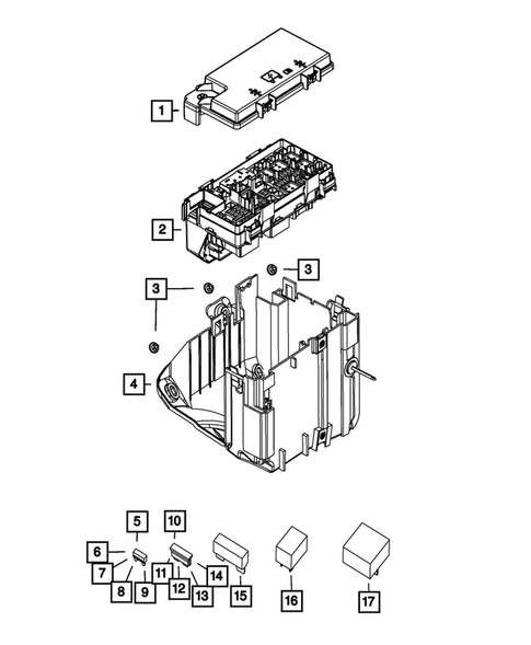 Power Distribution Center, Fuse Block, Junction Block, Relays and Fuses for 2013 Dodge Durango #0